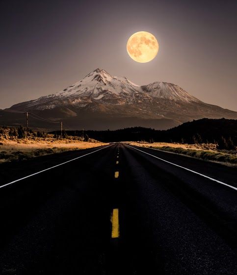 Full Moon rising over Mount Shasta by Derek Kind, shared by Isabella Jasmina 